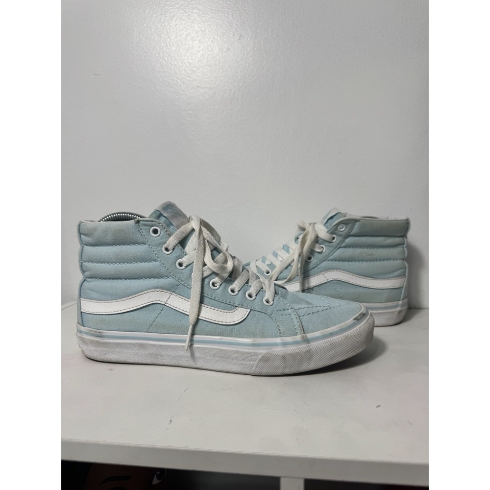 VANS Sk8 Hi Baby Blue Classic Canvas Lace Up Skate Shoes Men's 6.5 Women's 8
